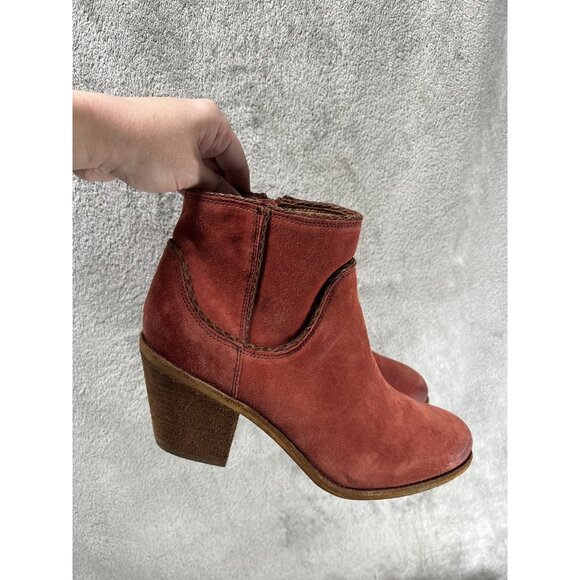 Sofft Women’s 11 Taylie Spice Red Suede Leather Casual Zip Ankle Boots Cowboy - Picture 2 of 8